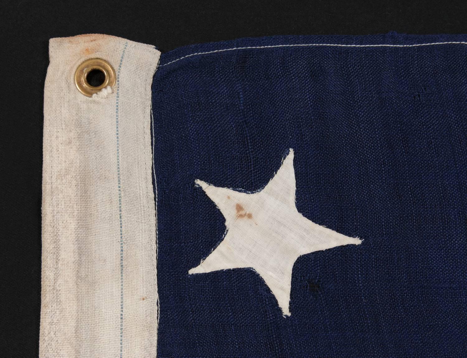 Late 19th Century 13 Hand-Sewn Stars on an Antique American Flag of the 1876 Era