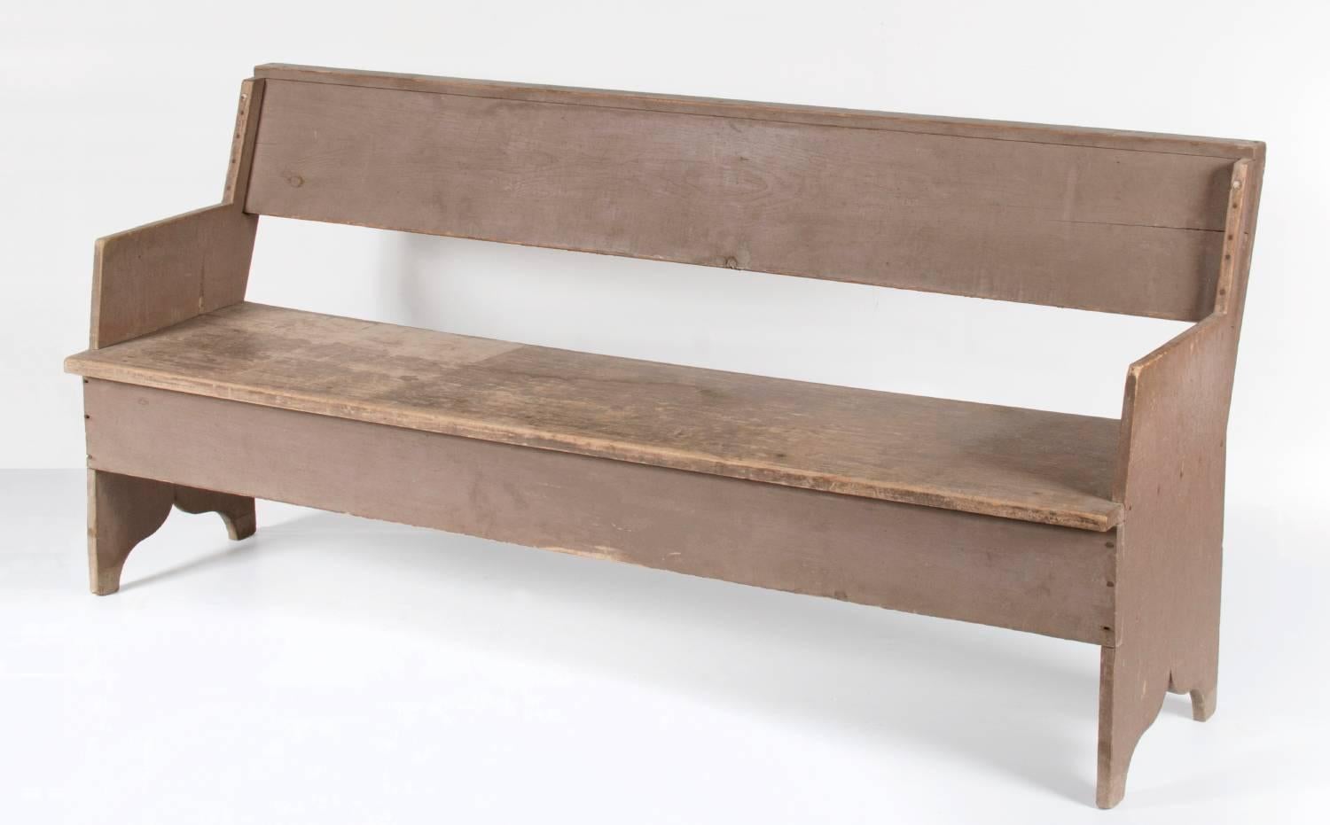 Unusual Plank-Seated Deacon's Bench with Plank Sides and a Canted Back 1