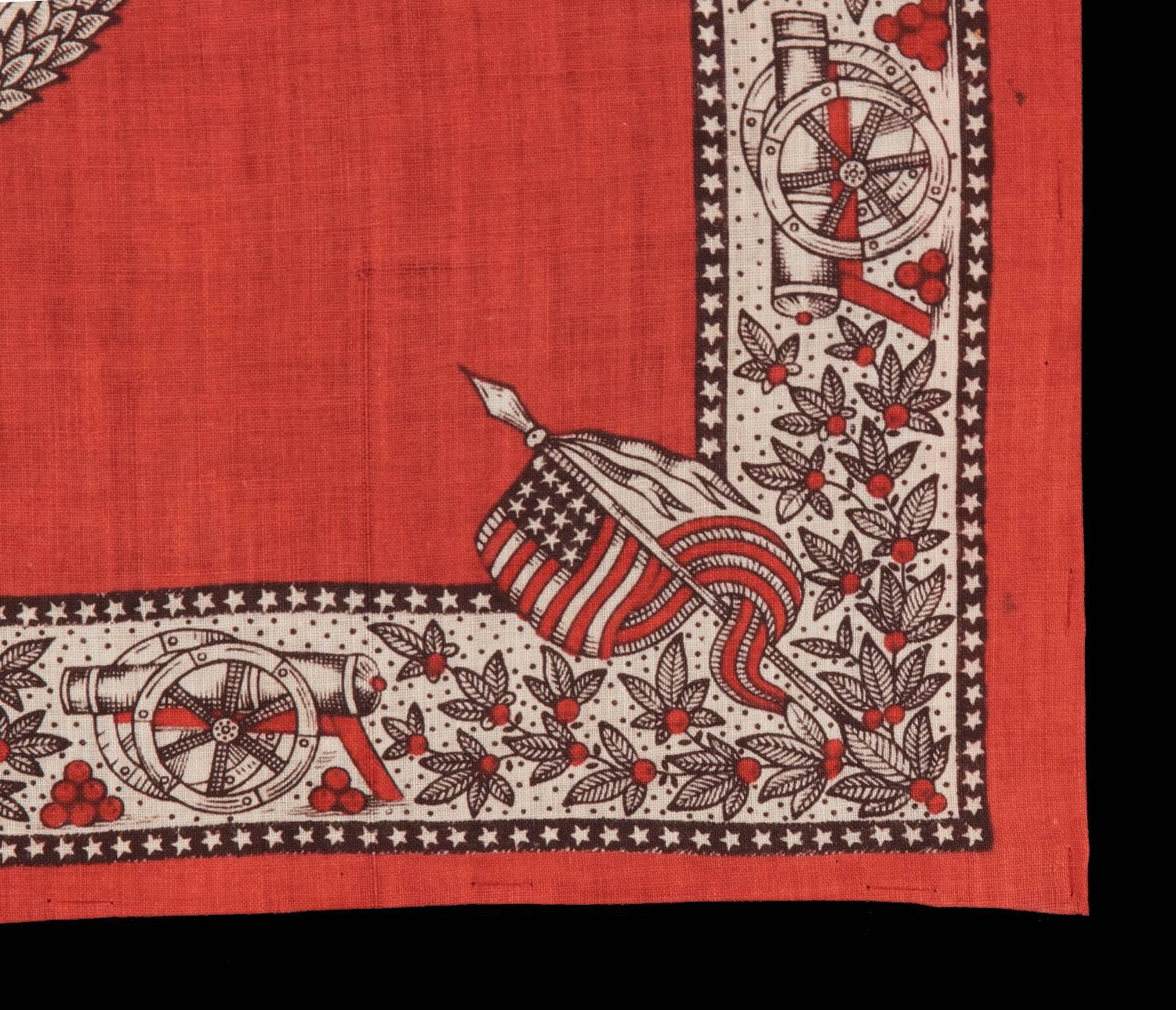 19th Century Printed Cotton Kerchief with a Portrait of Ulysses S. Grant