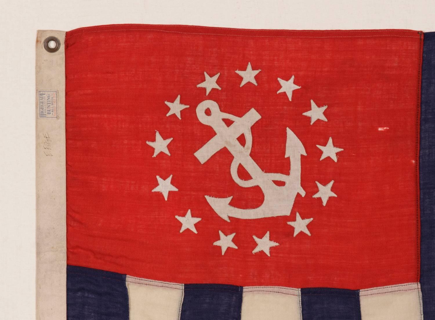 Power Squadrons Ensign Made By Annin in New York City, 1914-1920 In Good Condition In York County, PA
