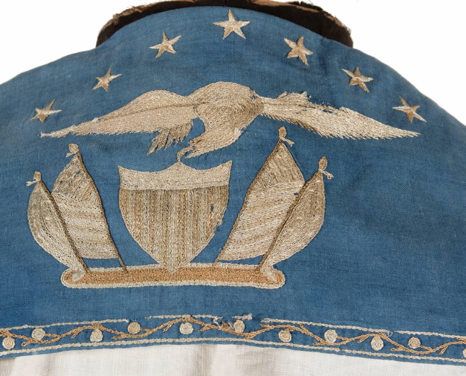 Navyman's Frock and Jack Tar Hat with Elaborate Patriotic Decoration In Excellent Condition In York County, PA