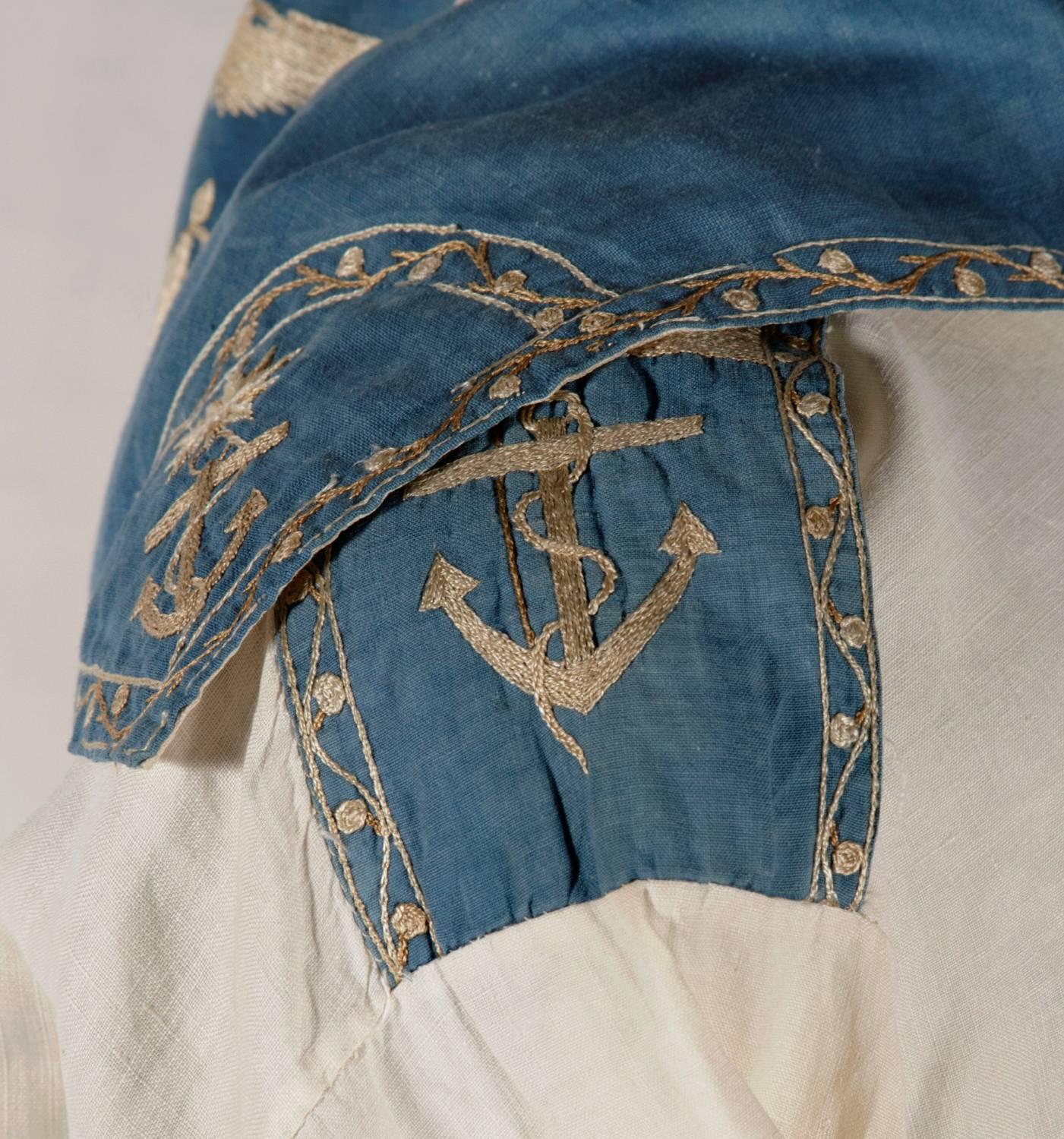 Mid-19th Century Navyman's Frock and Jack Tar Hat with Elaborate Patriotic Decoration