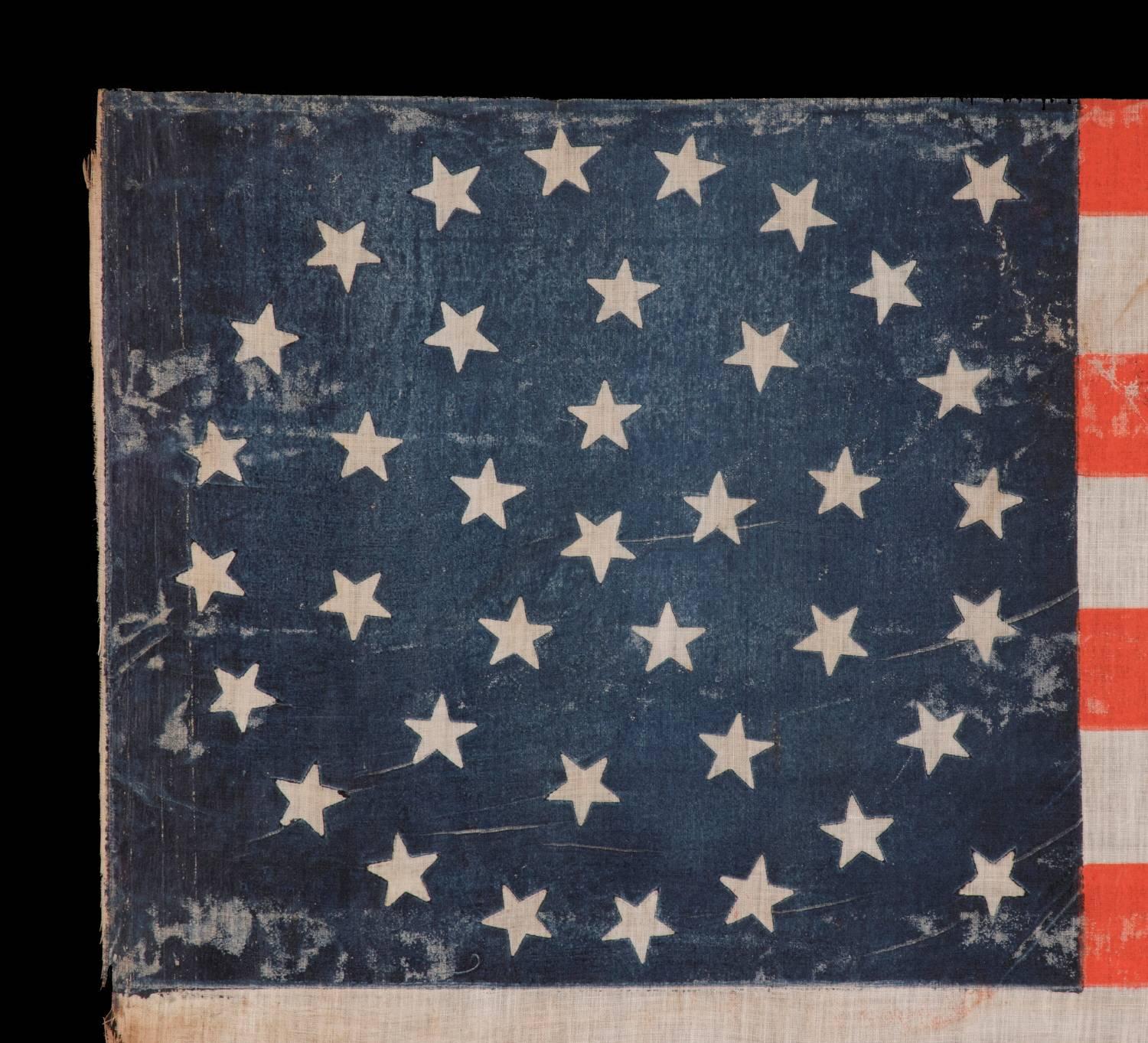 American 38 Star Parade Flag, in a Beautiful Medallion Configuration with Two Outliers