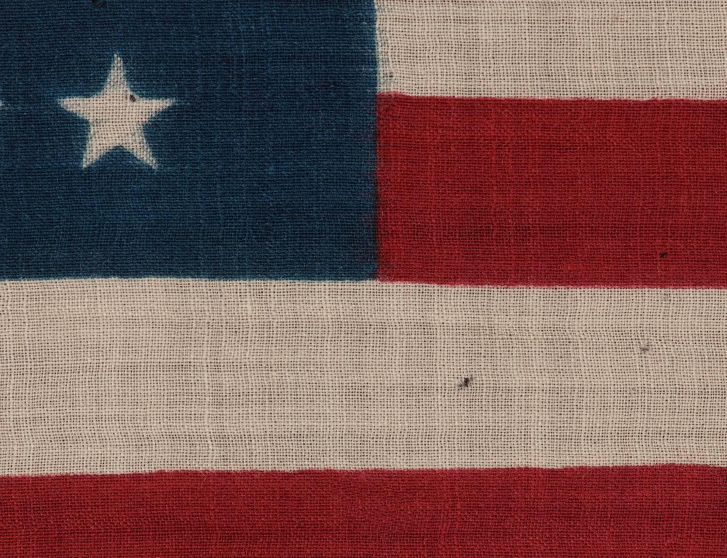 Late 19th Century 44 Stars in Zigzagging Rows on a Press-Dyed Wool American Flag