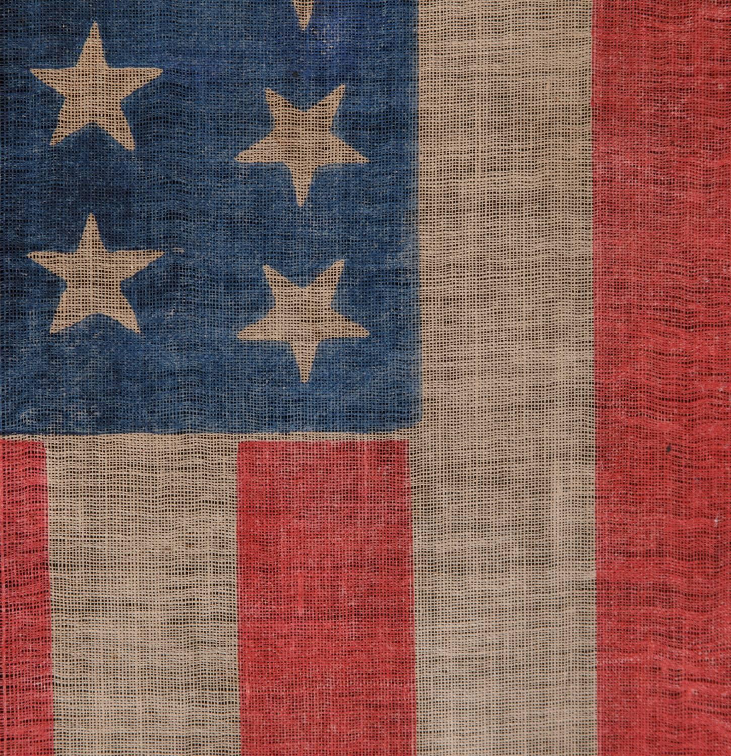 19th Century 44 Stars in Dancing Rows in an Hourglass Formation, on an Antique American Flag