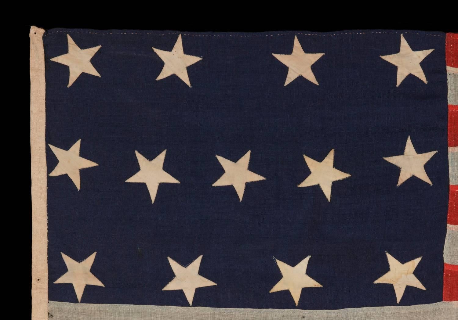 American 13 Entirely Hand-Sewn Stars, U.S. Navy Small Boat Ensign of the Civil War Period