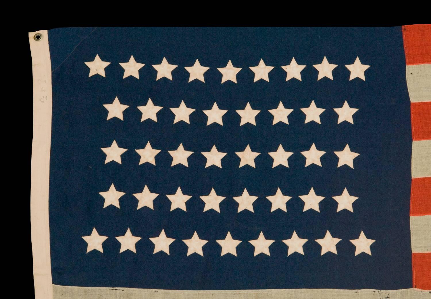 42 Stars in an Hourglass Pattern on an Antique American Flag In Good Condition In York County, PA