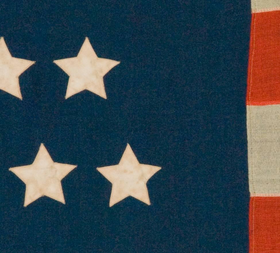 19th Century 42 Stars in an Hourglass Pattern on an Antique American Flag
