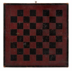 American Parcheesi Board with Great Polychrome Painted Surface