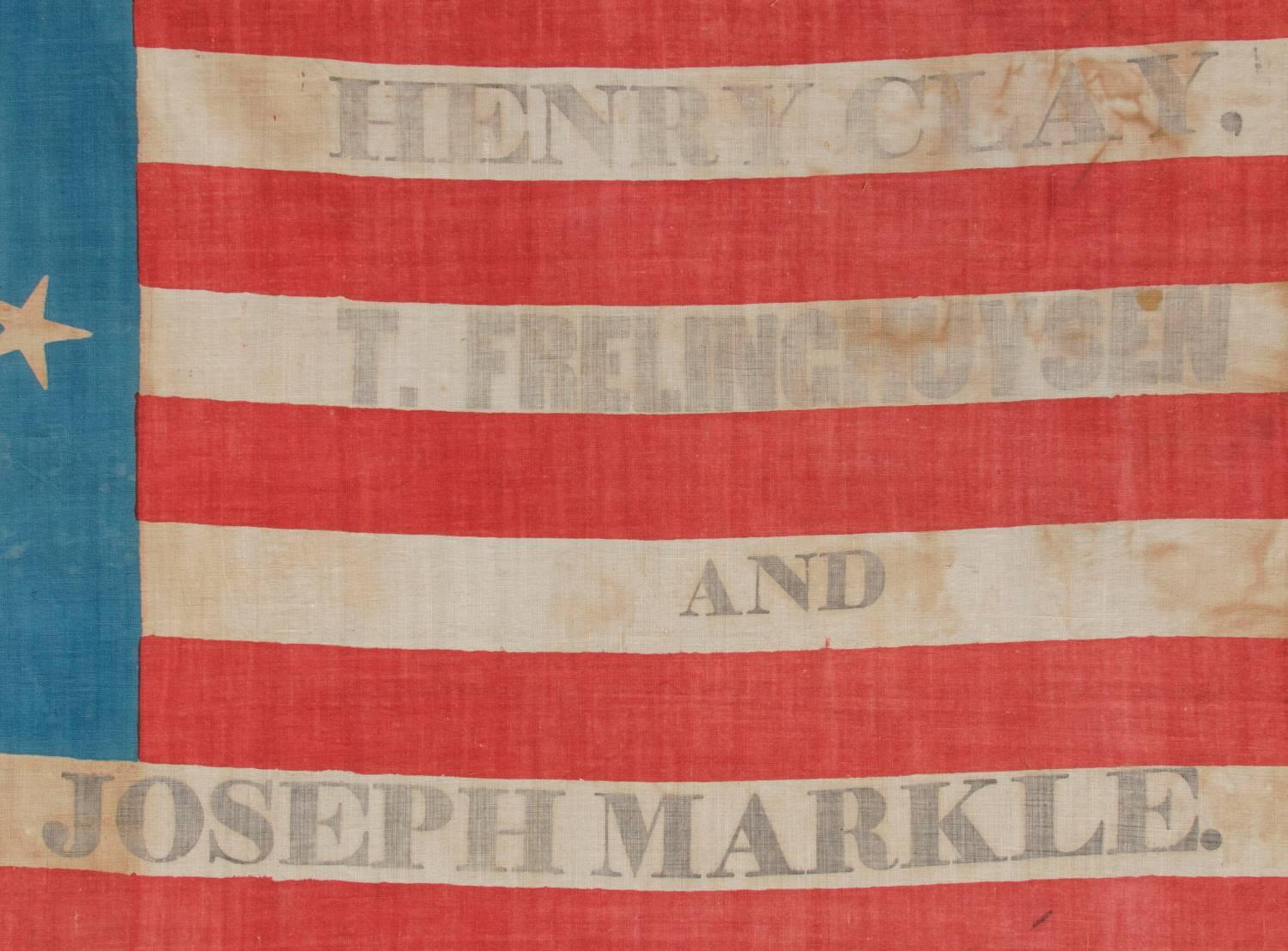 American 26 Star, 1844 Presidential Campaign Flag for Clay, Frelinghuysen and Markle
