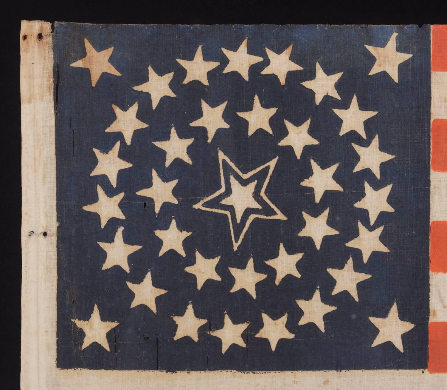 American 35 Stars in a Medallion Configuration with a Large Haloed Center Star