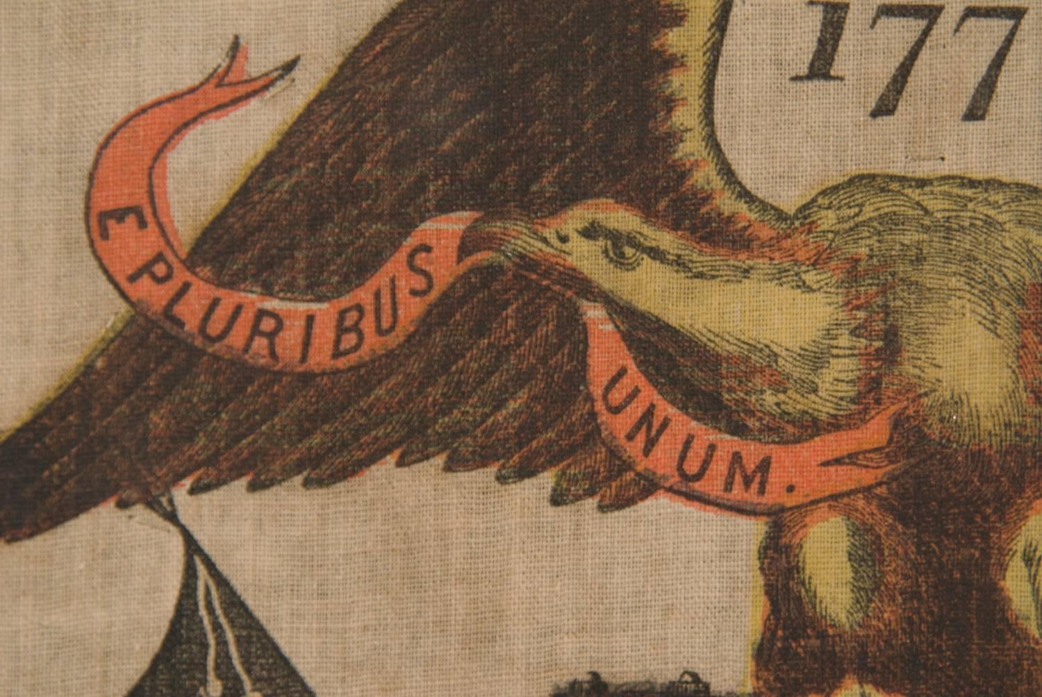 American Patriotic 1876 Centennial Banner With A Eagle Carrying The Liberty Bell