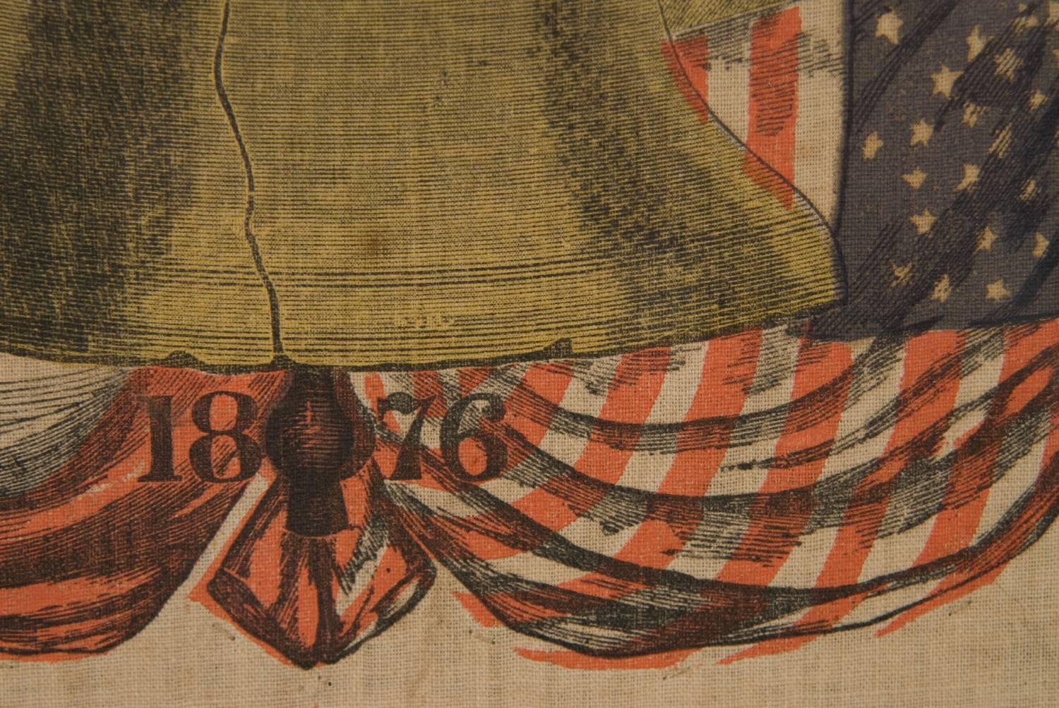 Late 19th Century Patriotic 1876 Centennial Banner With A Eagle Carrying The Liberty Bell