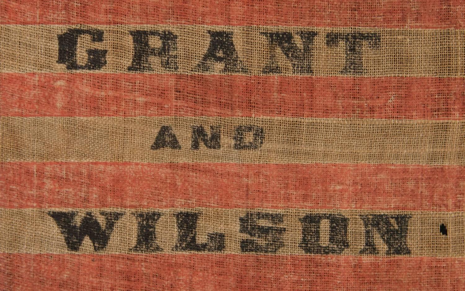 Late 19th Century Rare, 1872 Grant and Wilson Campaign 36 Star Overprinted Parade Flag 