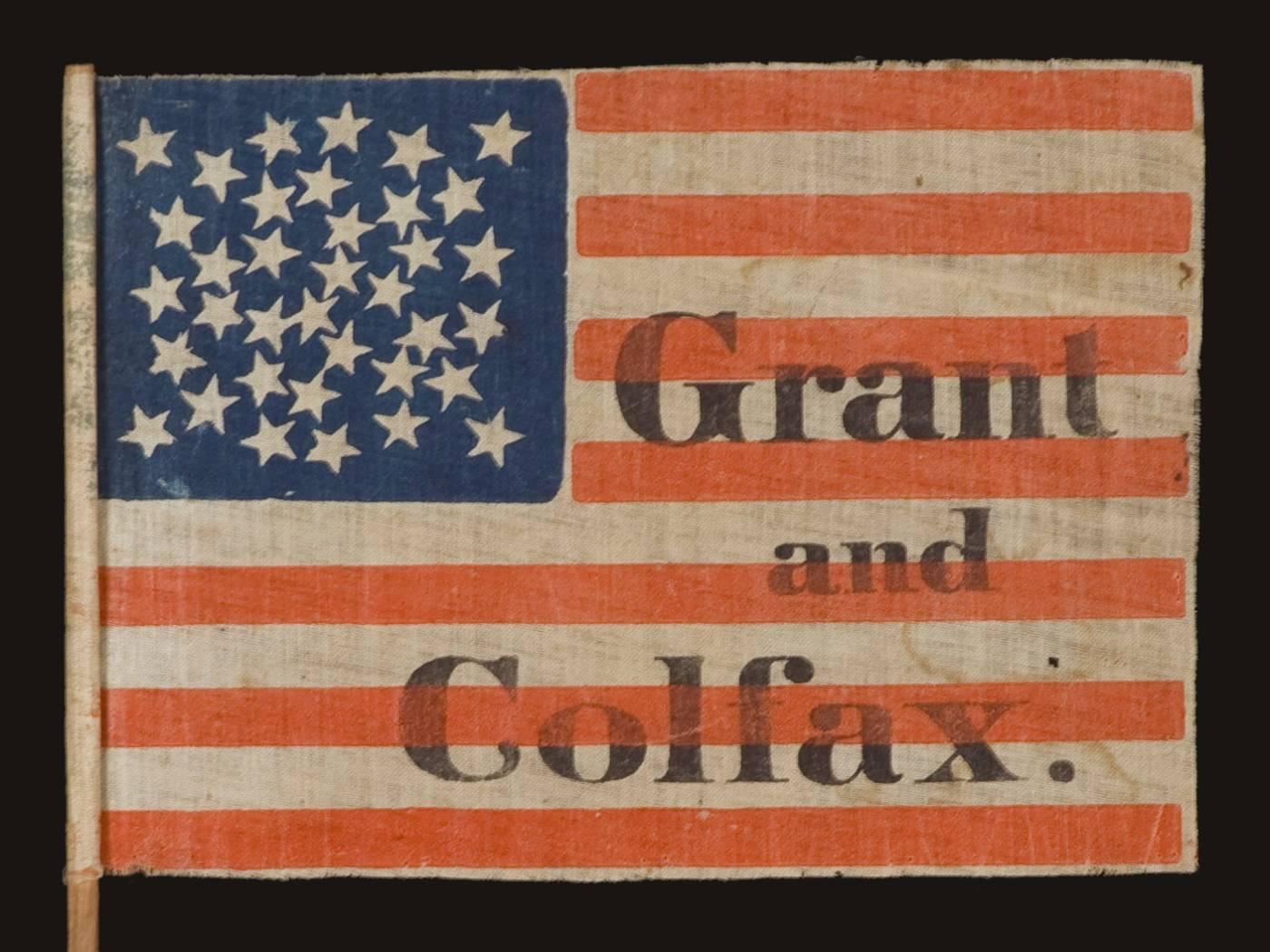 36 Stars in a Whimsical Configuration, 1868 Campaign of Grant & Colfa In Good Condition In York County, PA
