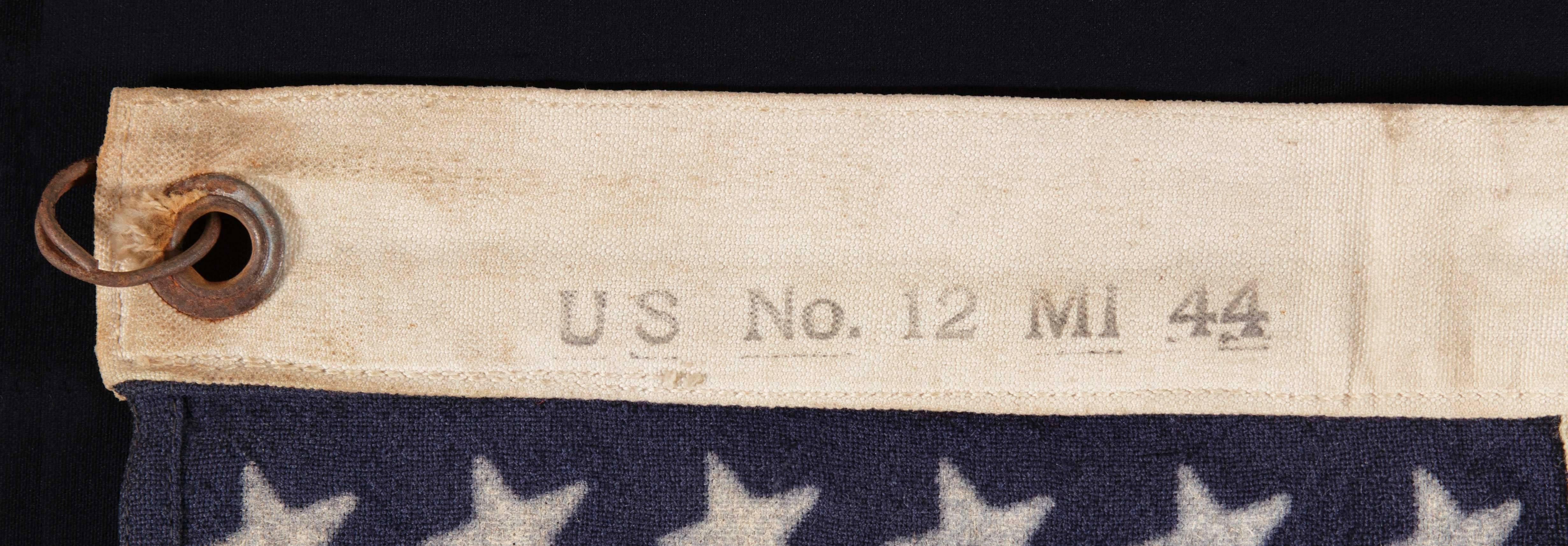 Mid-20th Century 48 Star, U.S Navy Small Boat Ensign, Made at Mare Island, California