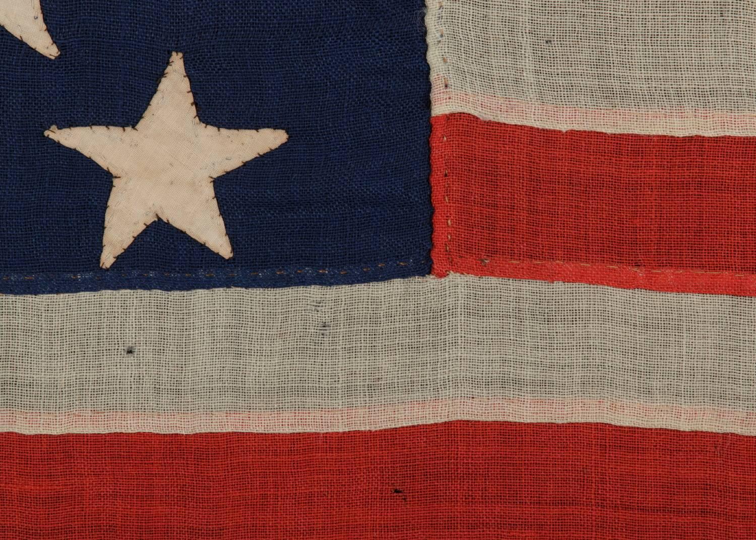 Entirely Hand-Sewn Antique American Flag of the 1861-1876 Era with 13 Stars In Excellent Condition In York County, PA