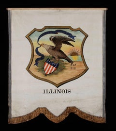 Hand-Painted 19th Century Banner with the 1867 Proposed Seal of Illinois