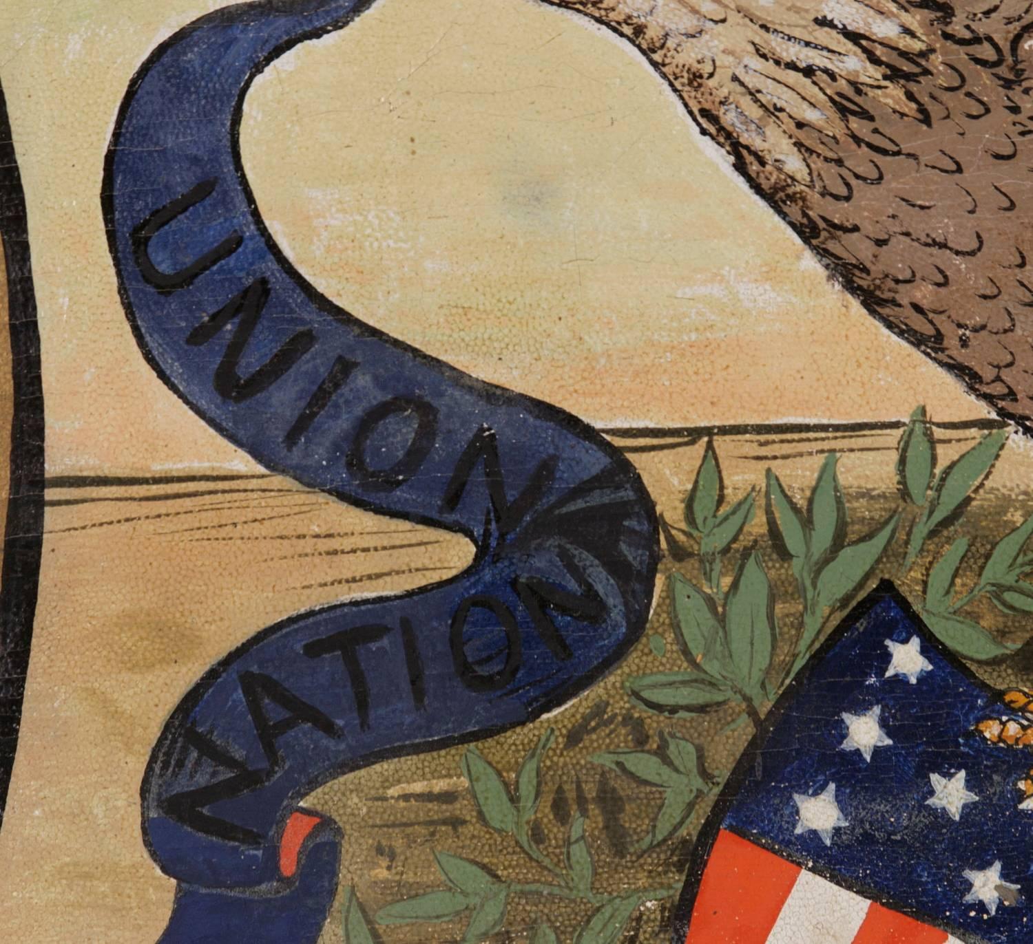 American Hand-Painted 19th Century Banner with the 1867 Proposed Seal of Illinois For Sale