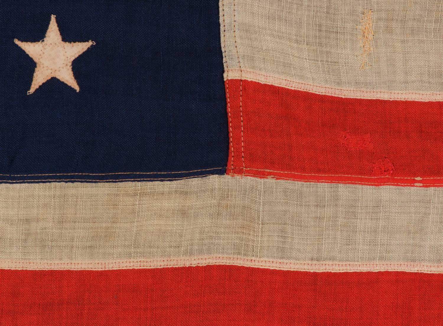 19th Century Antique American Private Yacht Flag with 13 Stars Marked 