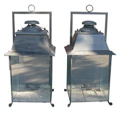 Antique Pair of Metal Lanterns