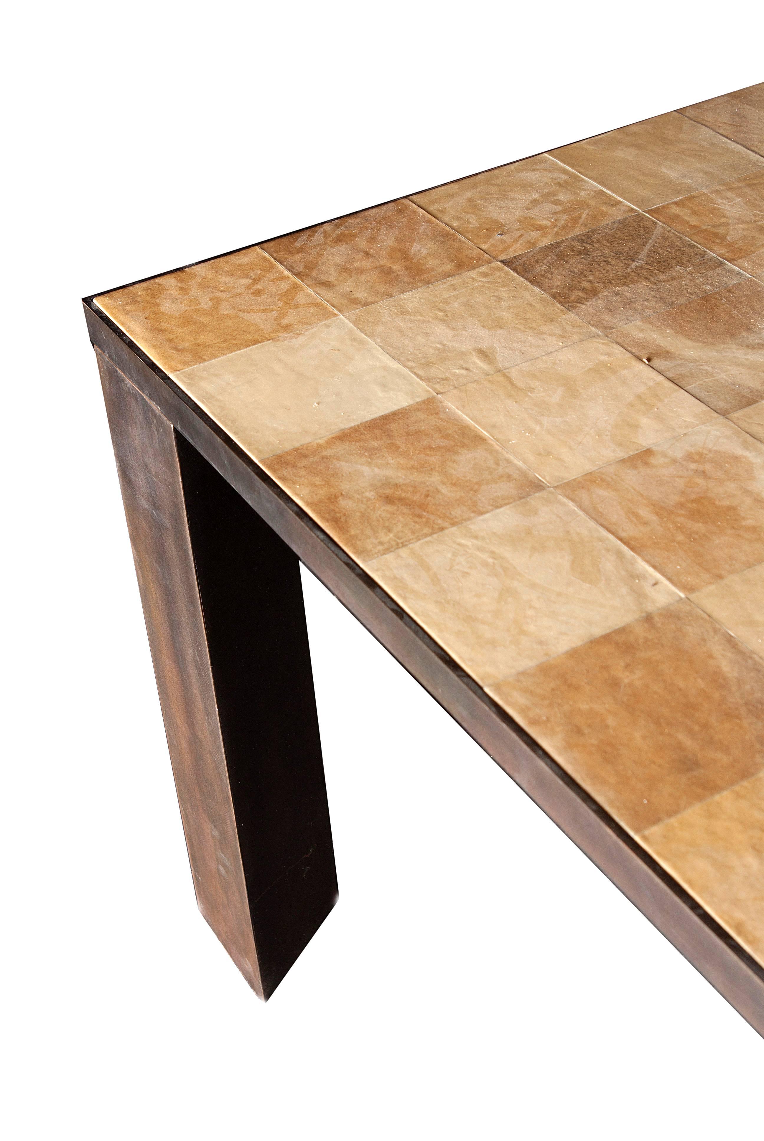 Unknown Patchwork Parchment Dining Table For Sale