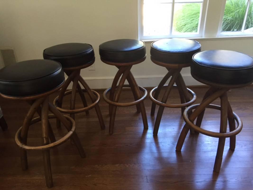 Mid-Century Modern Bamboo Bar Stools For Sale