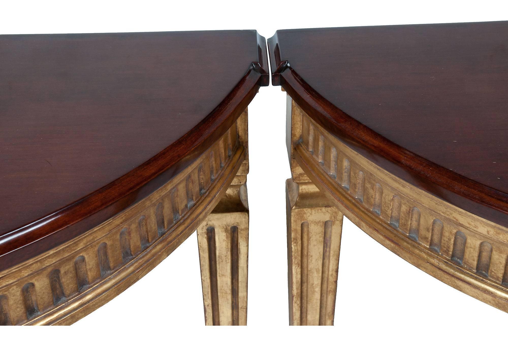 American Classical Pair of Demilune Tables For Sale