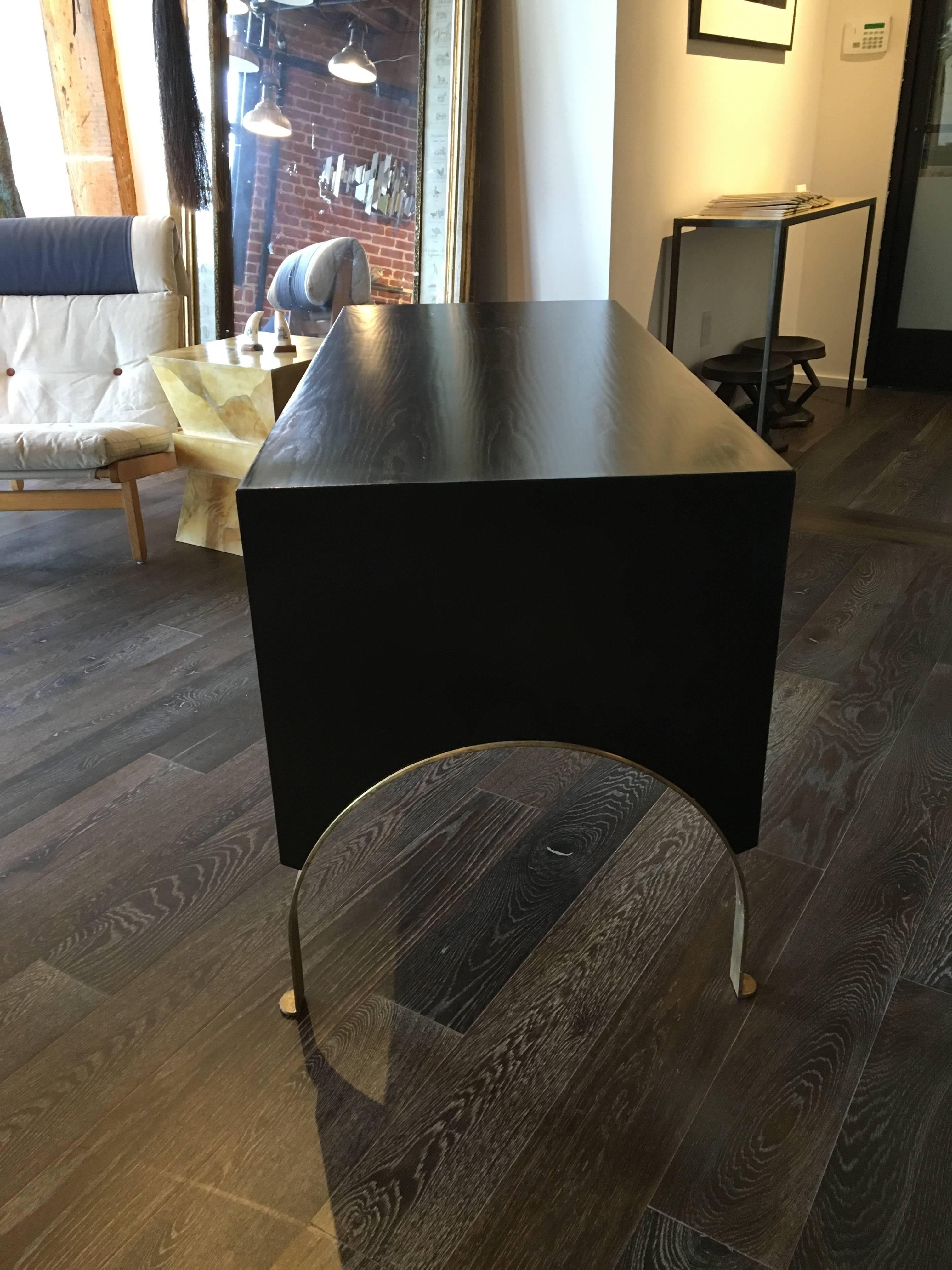 Mid-Century Modern Black and Brass Desk