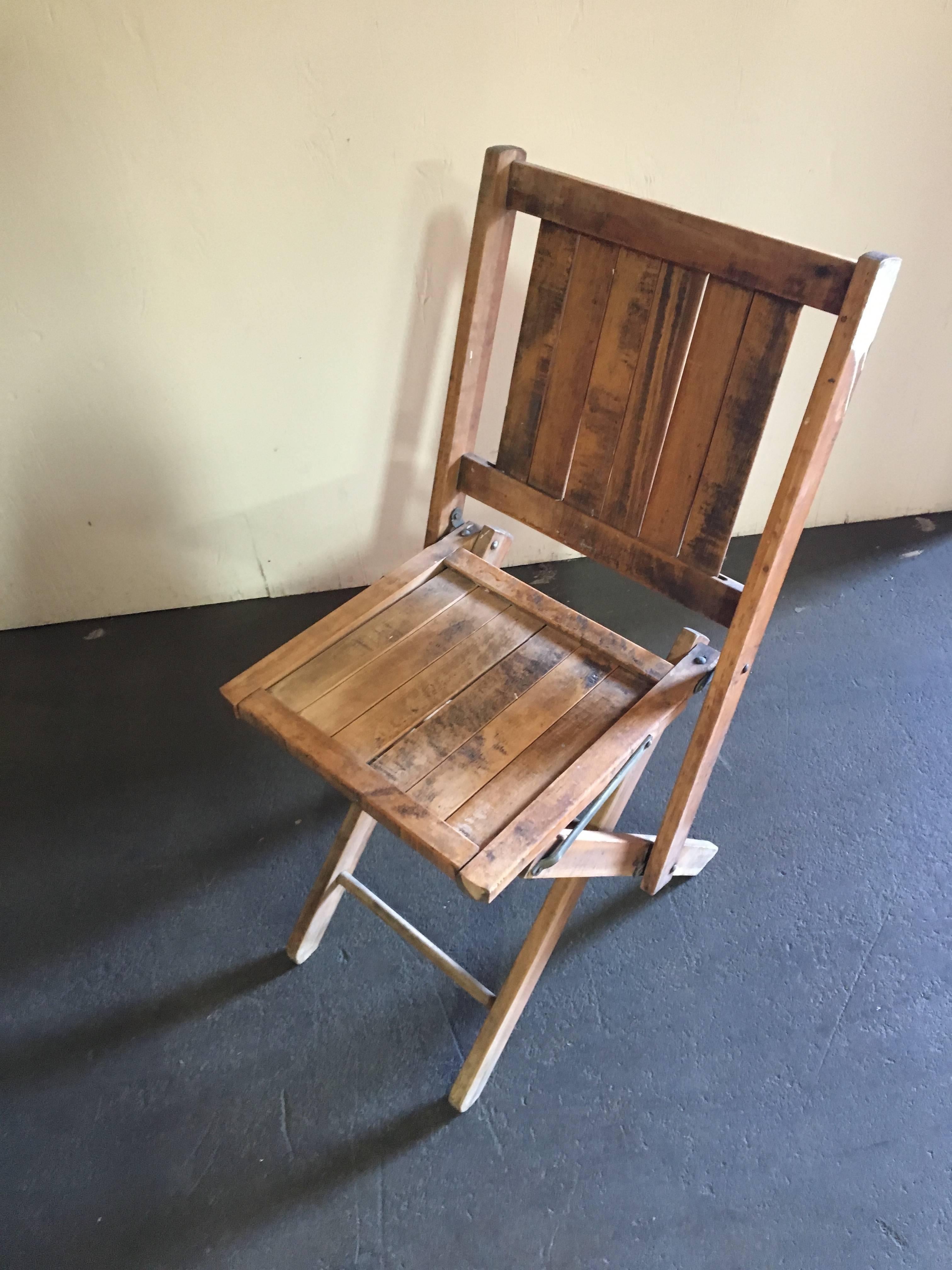 Arts and Crafts Set of Six Wood Folding Chairs For Sale