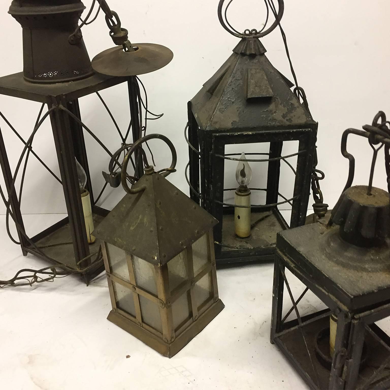 Vintage lanterns with candelabra base. Various sizes and styles, sure to add warmth and charm to a space.

Extra large lantern dimensions: 12