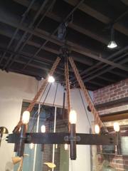 Custom Rope Chandelier Wagon Wheel