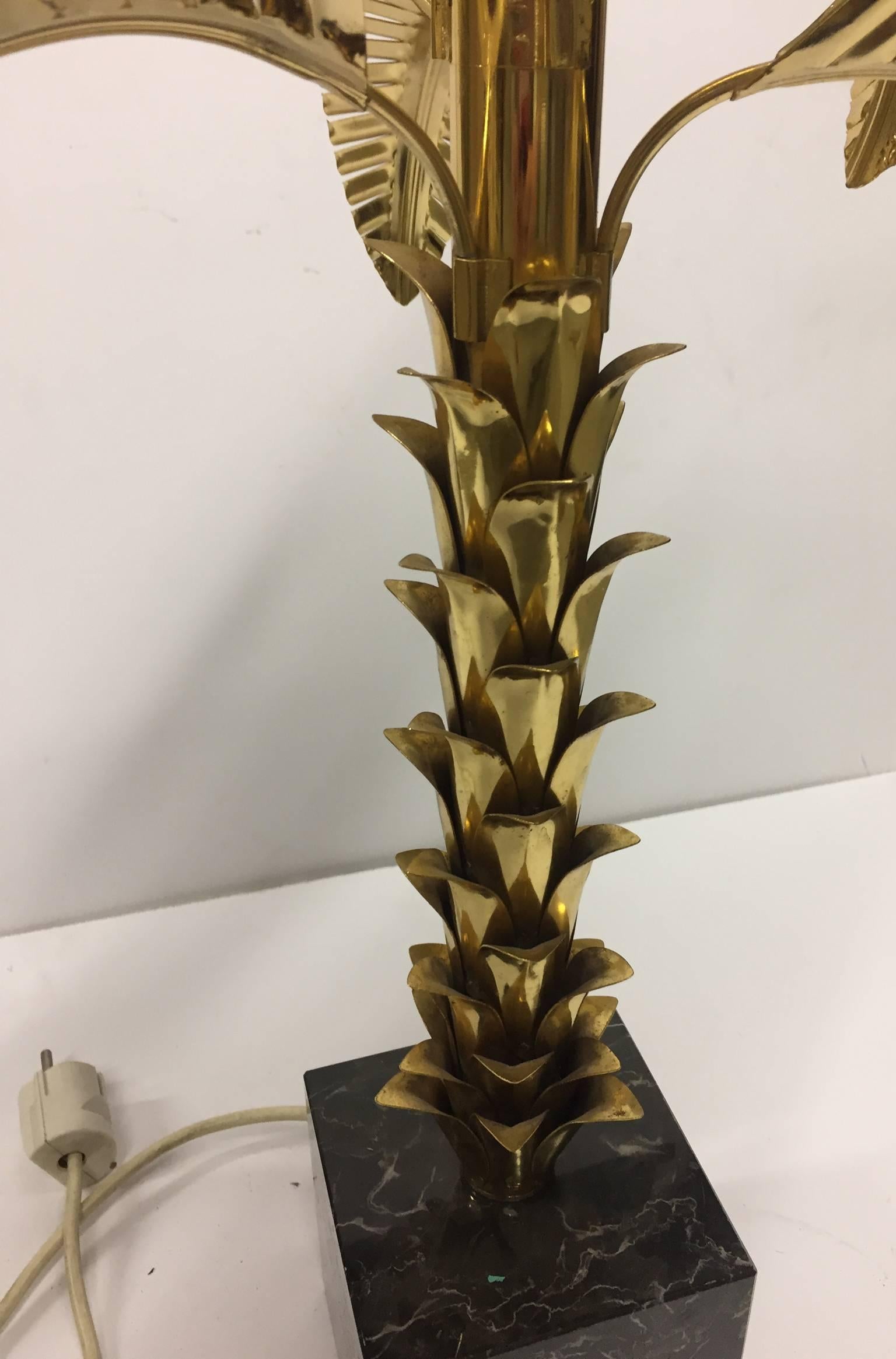 Hollywood Regency Brass Palm Table Lamp, circa 1940s, Germany For Sale