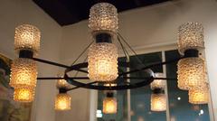 Round Metal Chandelier with Glass Shades