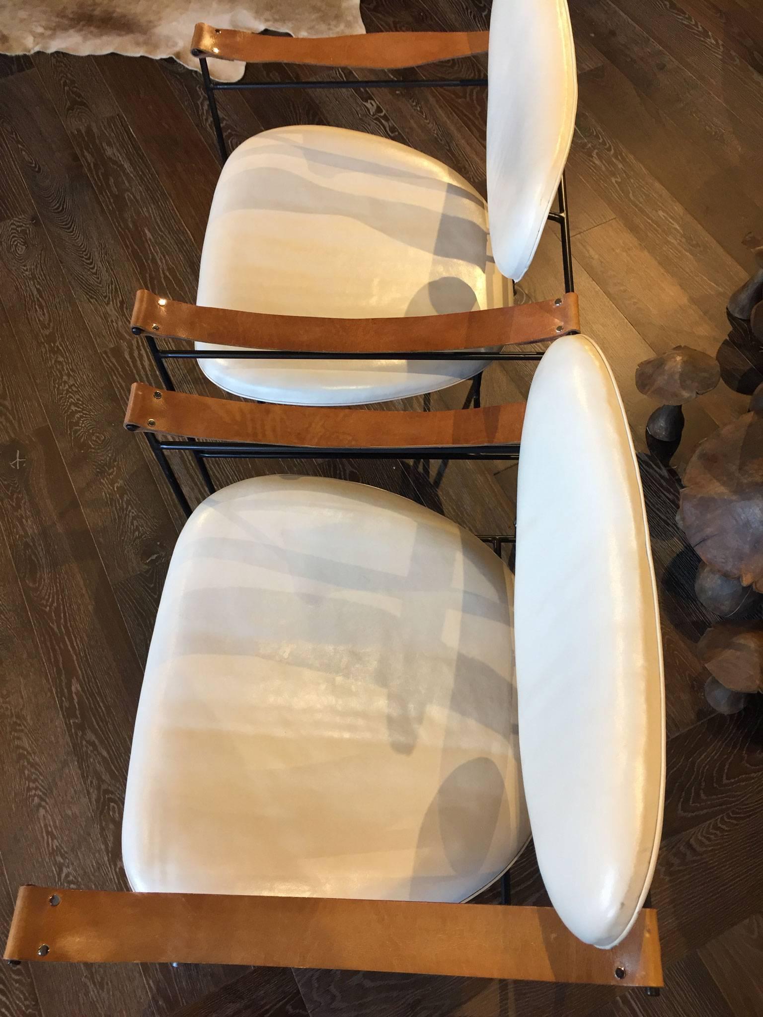 American Pair of Metal Side Chairs For Sale
