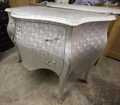Silver Dresser with Butterfly Print in the Style of Rococo