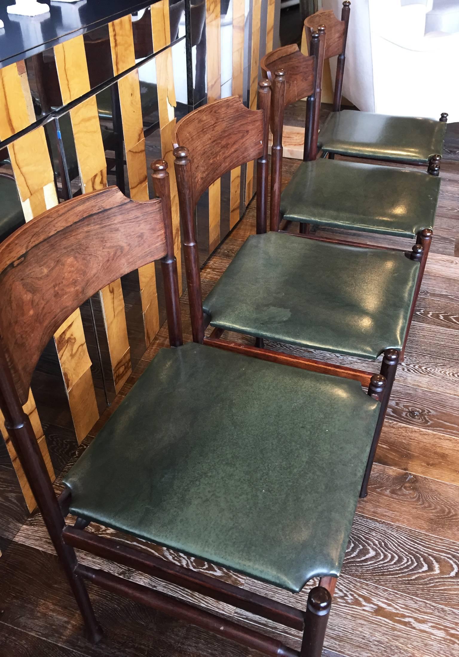 Mid-Century Modern Set of Four Gianfranco Frattini Rosewood Chairs For Sale