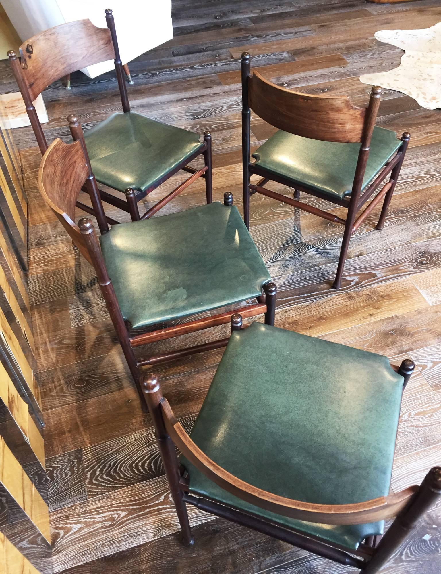 Set of Four Gianfranco Frattini Rosewood Chairs In Good Condition For Sale In San Francisco, CA