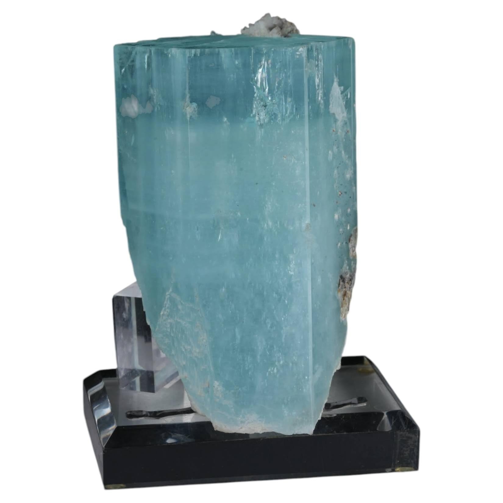 Natural Specimen Of Hand Size Blue Aquamarine Crystal From Pakistan For Sale