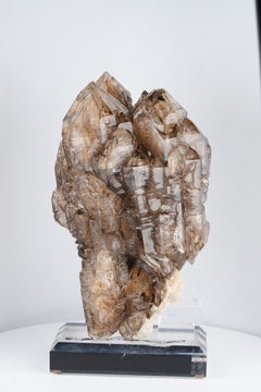 Spécimen naturel de quartz fumé « Window », cristaux de taille « cabinet » provenant d'Afghanistan