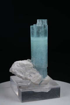 Natural Raw Aesthetic Sculpture Of Aquamarine on Albite From Pakistan