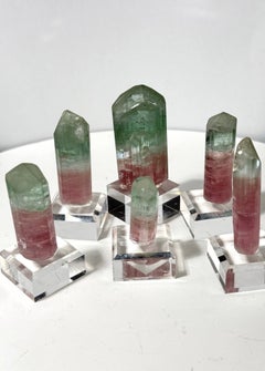 Demanding Watermelon Bicolor Tourmaline Batch 6 Piece Crystals From Afghanistan