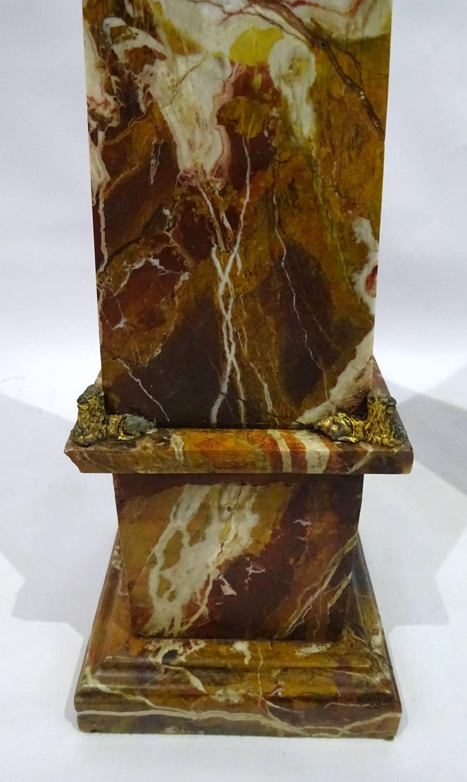 Pair of Late 19th Century Jasper Stone Obelisks In Excellent Condition In Dallas, TX