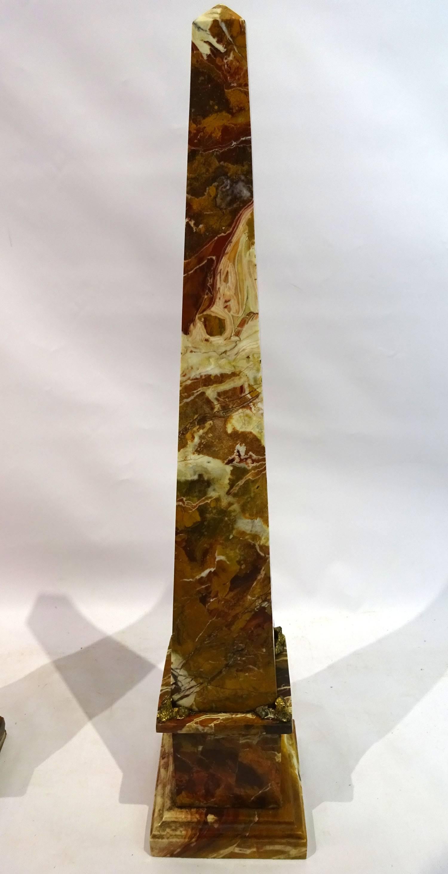 Pair of Late 19th Century Jasper Stone Obelisks 2