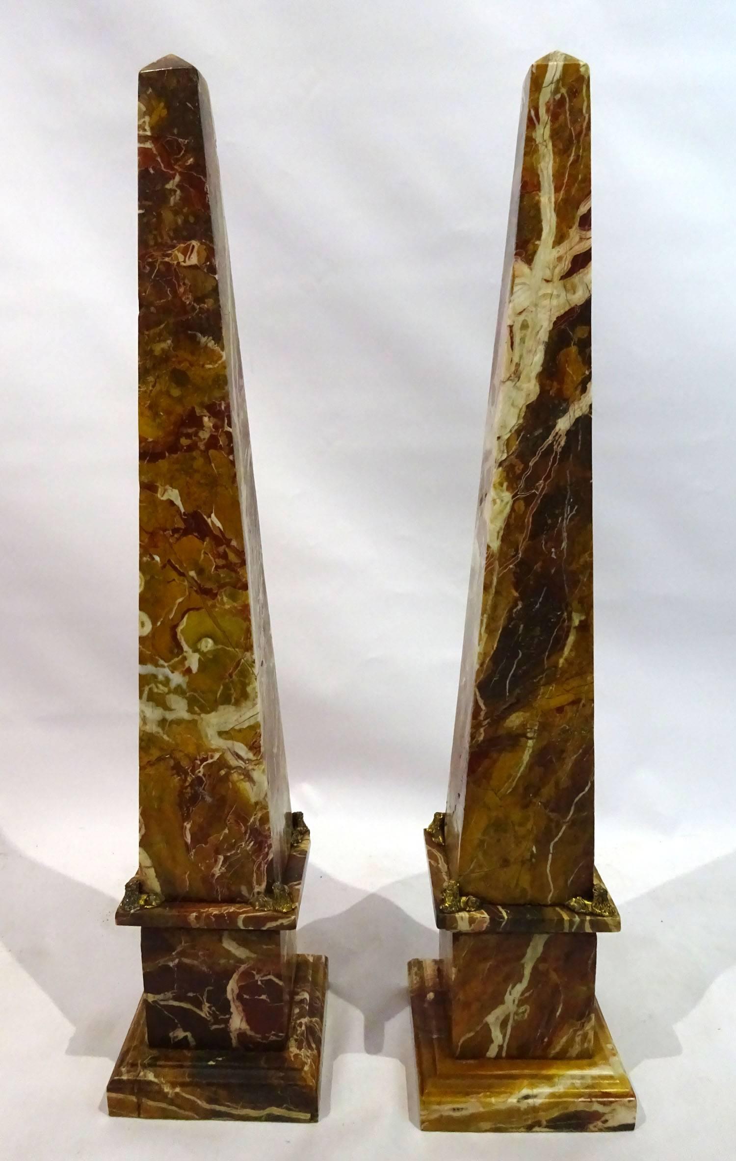 Pair of Late 19th Century Jasper Stone Obelisks 4