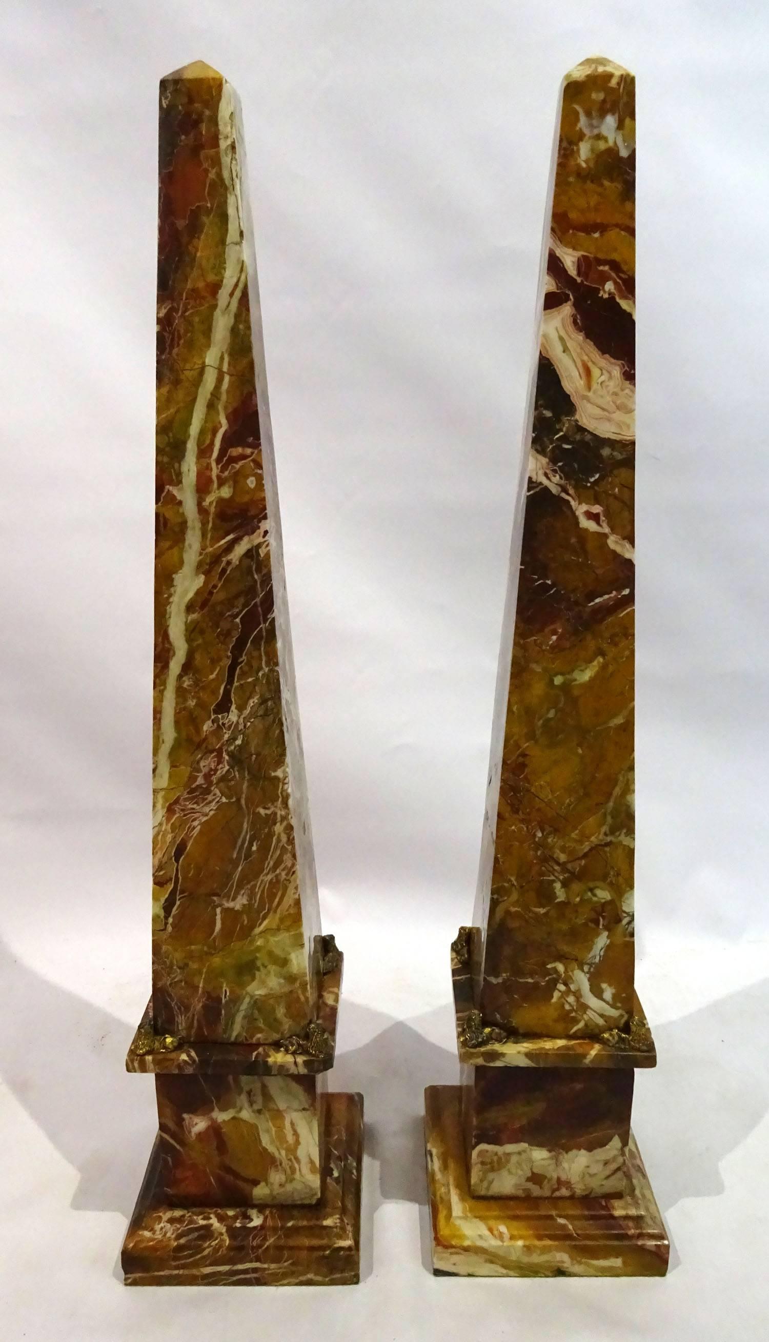 Pair of Late 19th Century Jasper Stone Obelisks 5