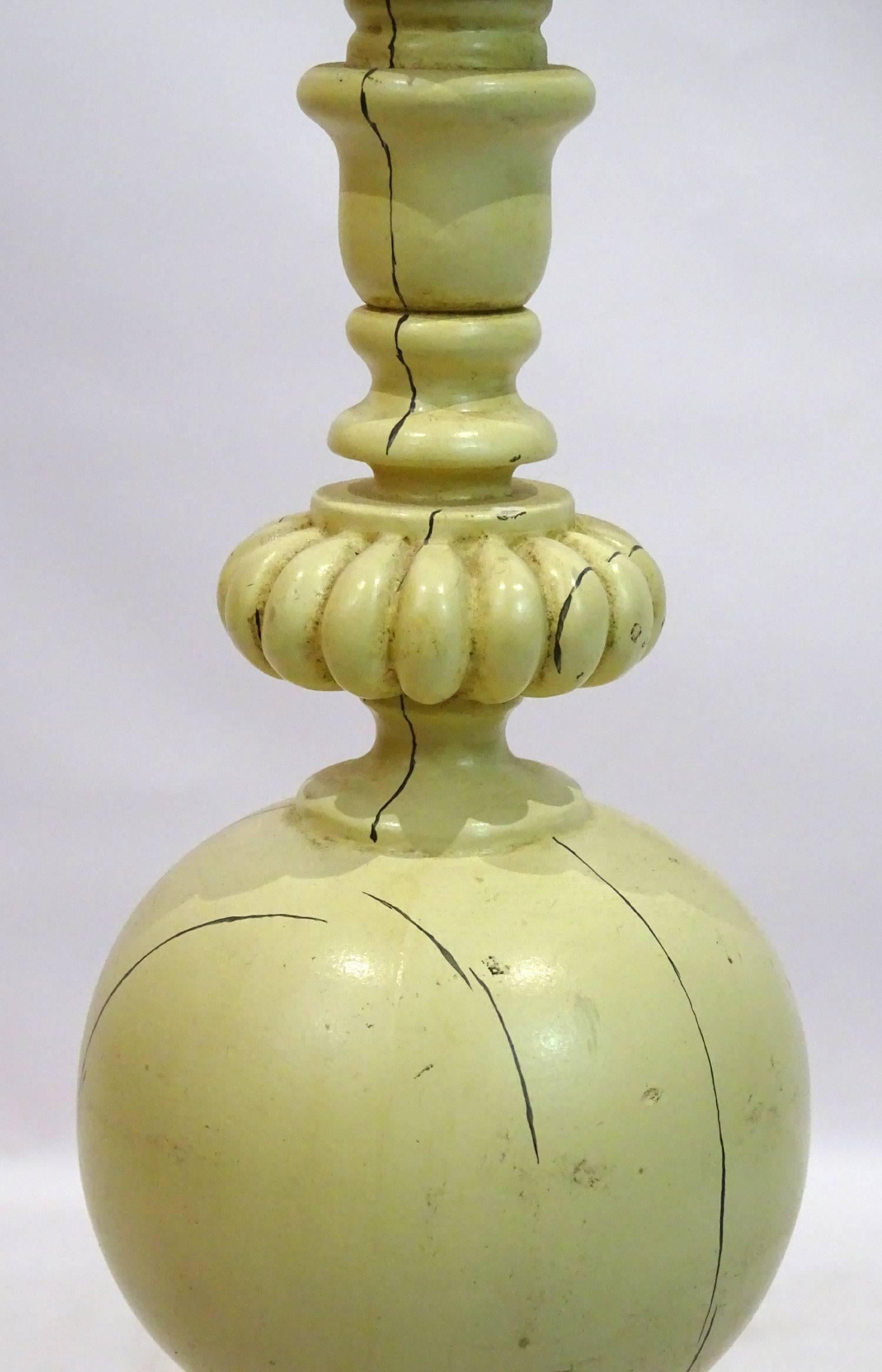 European 20th Century Continental Faux Ivory Carved Wooden Finial For Sale