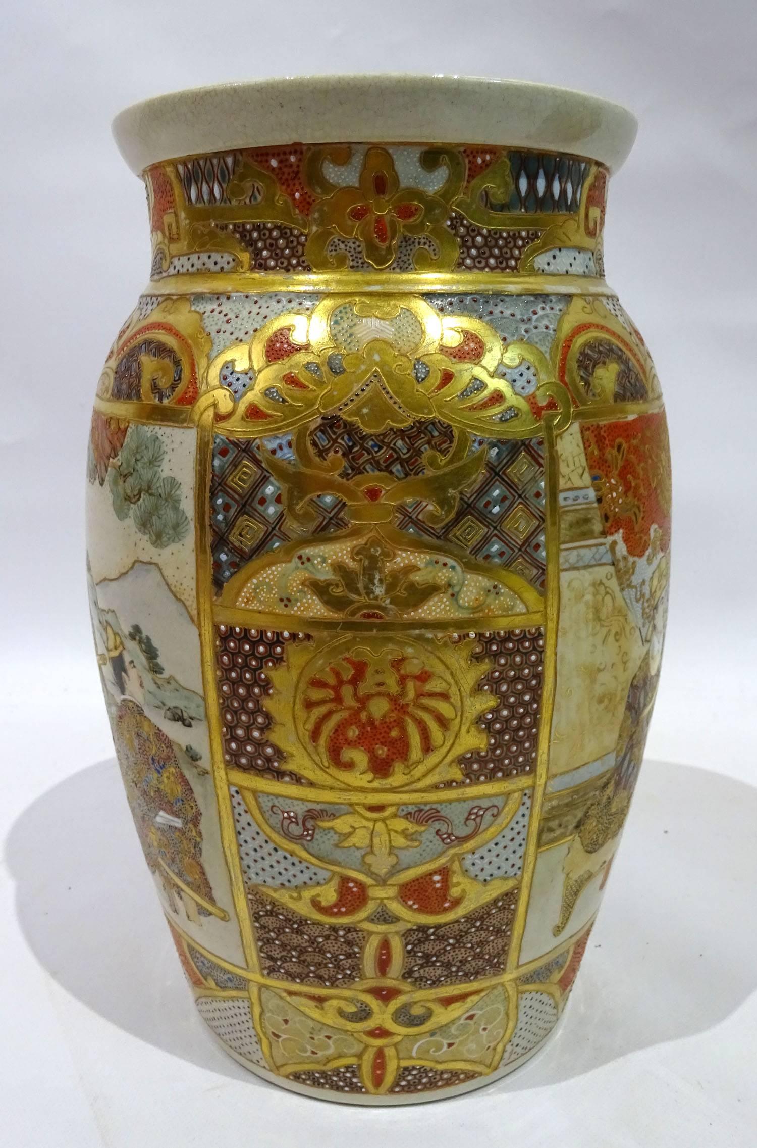 Japanese Pair of Late 19th Century Satsuma Vases