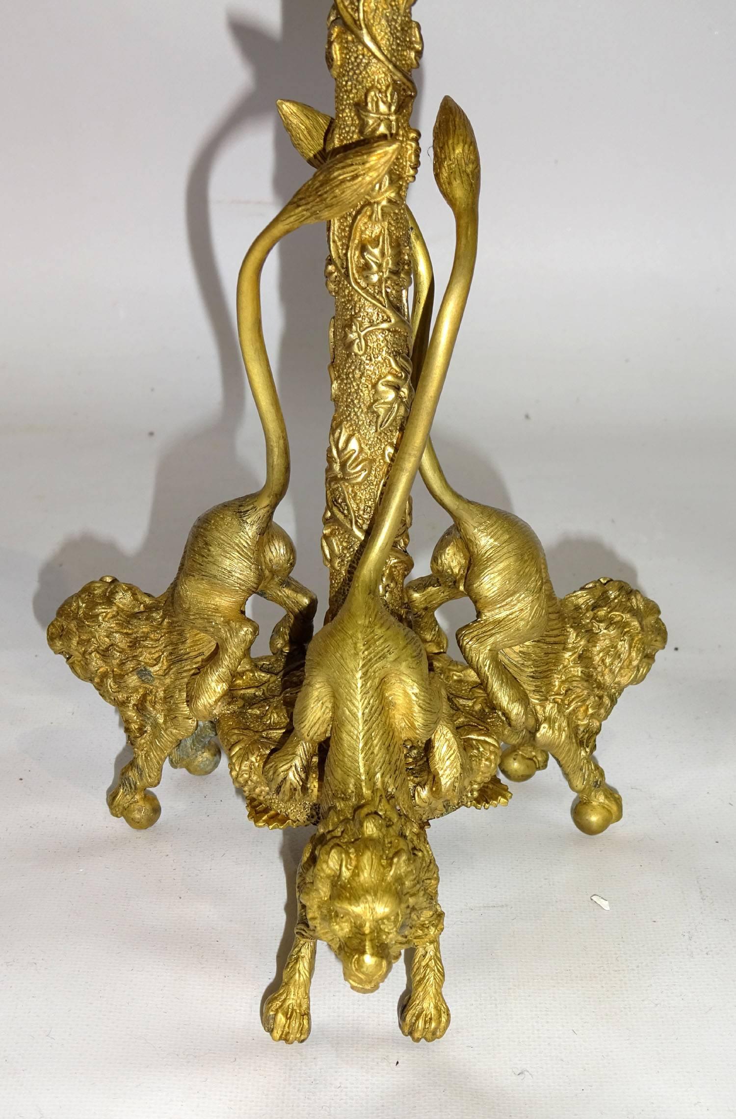 Pair of 20th Century French Gilt Bronze Figural Candlesticks For Sale 1