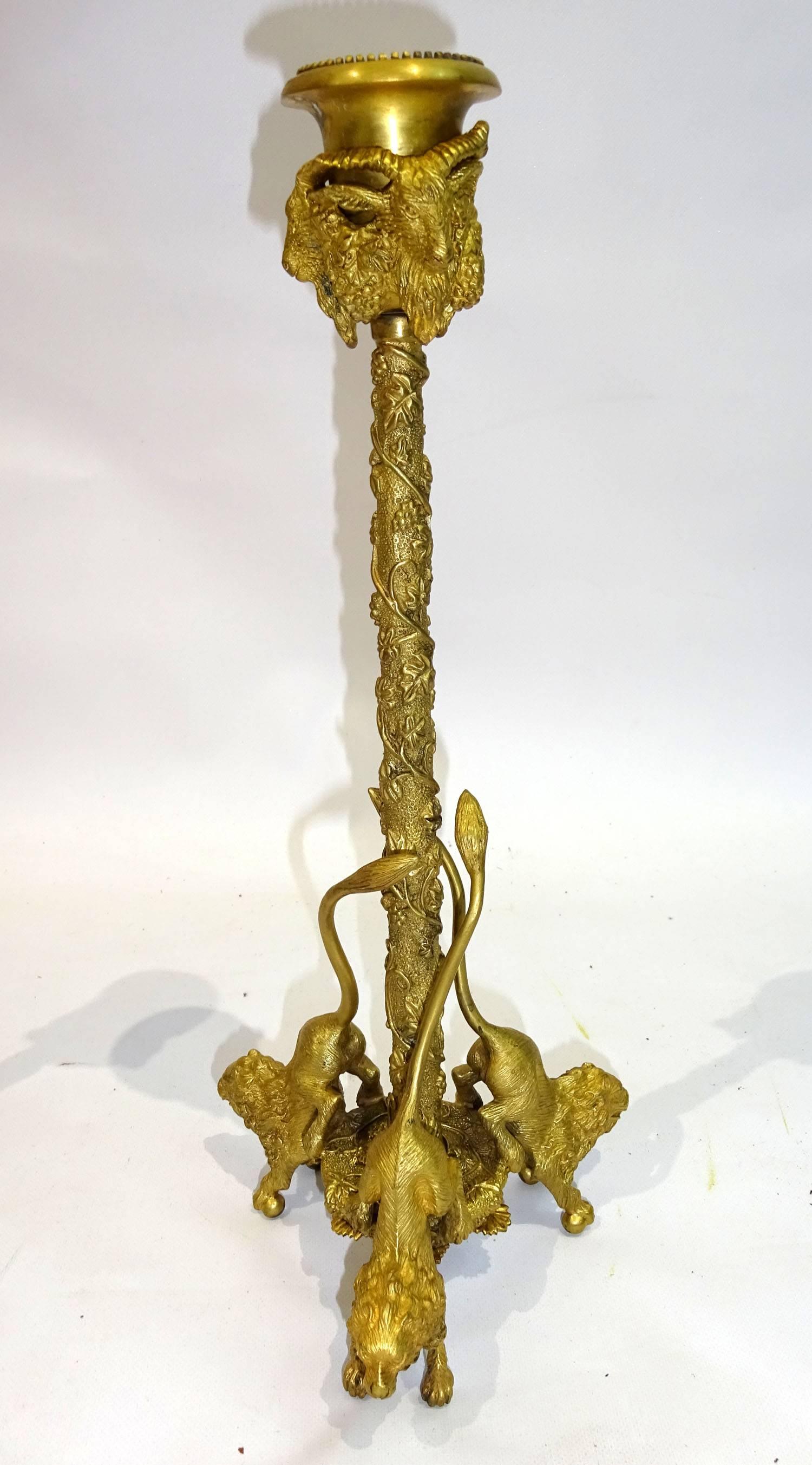 Pair of 20th Century French Gilt Bronze Figural Candlesticks For Sale 2